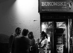 Fachada del ya desaparecido Bukowski Bar, local de inicio de las jams sessions, en Madrid.