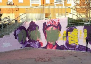 Así ha amanecido este martes la réplica del mural de Ciudad Lineal que pintaron el sábado en Getafe.