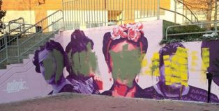Así ha amanecido este martes la réplica del mural de Ciudad Lineal que pintaron el sábado en Getafe.
